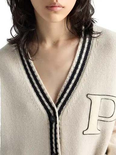 Prada Women's Wool and Cashmere Cardigan - Beige | Thumbnail 5 Prada Women's Wool and Cashmere Cardigan - Beige | Thumbnail 5