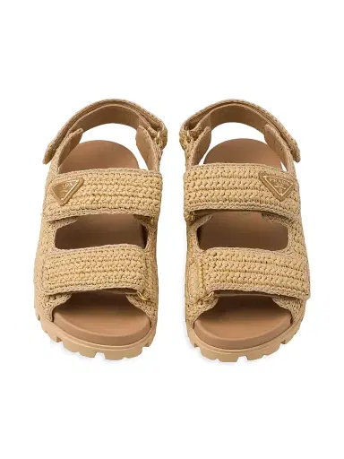 Prada Women's Woven Fabric Sandals - Beige Khaki | Thumbnail 2 Prada Women's Woven Fabric Sandals - Beige Khaki | Thumbnail 2