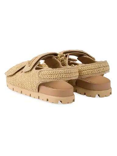Prada Women's Woven Fabric Sandals - Beige Khaki | Thumbnail 3 Prada Women's Woven Fabric Sandals - Beige Khaki | Thumbnail 3