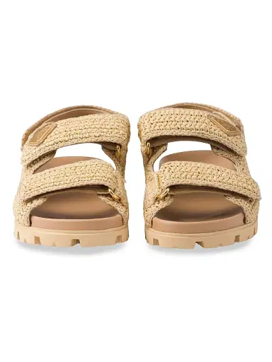 Prada Women's Woven Fabric Sandals - Beige Khaki | Thumbnail 4 Prada Women's Woven Fabric Sandals - Beige Khaki | Thumbnail 4