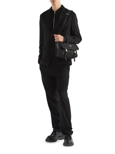 Prada Men's Re-Nylon and Saffiano Leather Shoulder Bag - Black | Thumbnail 2 Prada Men's Re-Nylon and Saffiano Leather Shoulder Bag - Black | Thumbnail 2