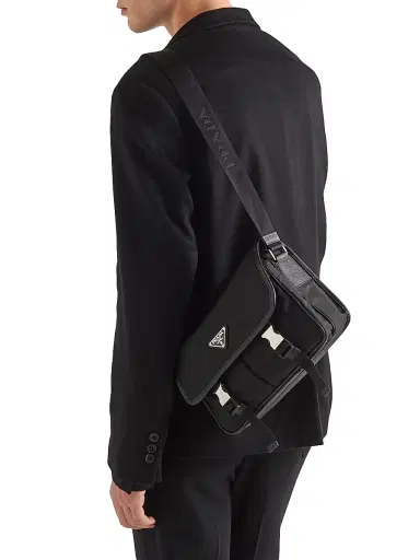 Prada Men's Re-Nylon and Saffiano Leather Shoulder Bag - Black | Thumbnail 7 Prada Men's Re-Nylon and Saffiano Leather Shoulder Bag - Black | Thumbnail 7