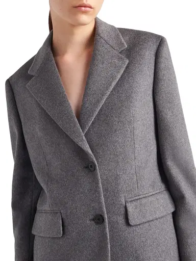 Prada Women's Single-Breasted Cashmere Jacket - Grey | Thumbnail 3 Prada Women's Single-Breasted Cashmere Jacket - Grey | Thumbnail 3