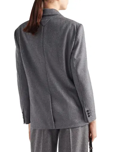 Prada Women's Single-Breasted Cashmere Jacket - Grey | Thumbnail 4 Prada Women's Single-Breasted Cashmere Jacket - Grey | Thumbnail 4