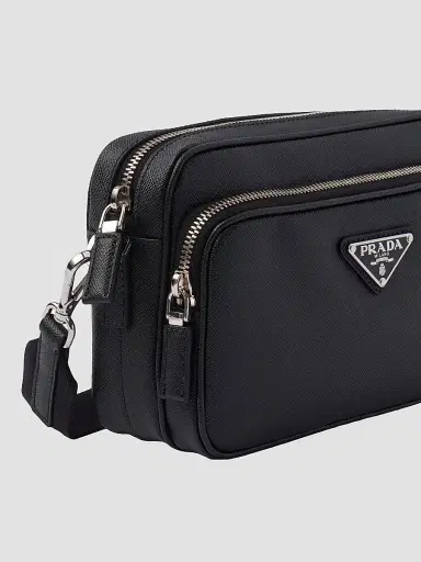 Prada Men's Saffiano Leather Shoulder Bag - Black | Thumbnail 6 Prada Men's Saffiano Leather Shoulder Bag - Black | Thumbnail 6