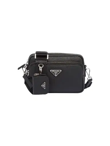 Prada Men's Saffiano Leather Shoulder Bag - Black | Thumbnail 1 Prada Men's Saffiano Leather Shoulder Bag - Black | Thumbnail 1