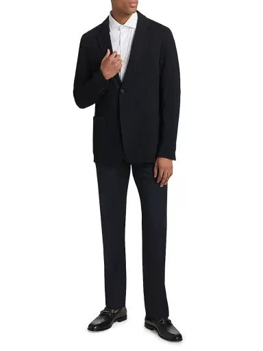 Giorgio Armani Men's Jersey Knit Sport Jacket - Navy - Size 46 | Thumbnail 2 Giorgio Armani Men's Jersey Knit Sport Jacket - Navy - Size 46 | Thumbnail 2