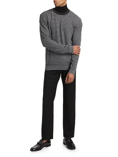 Giorgio Armani Men's Geo Print Crewneck Sweater - Navy - Size 46 | Thumbnail 2 Giorgio Armani Men's Geo Print Crewneck Sweater - Navy - Size 46 | Thumbnail 2