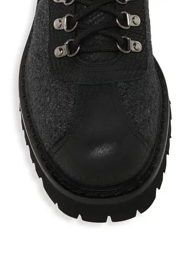 Pollini Men's Leather-Trimmed Wool-Blend Ankle Boots - Grey Black - Size 8 | Thumbnail 4 Pollini Men's Leather-Trimmed Wool-Blend Ankle Boots - Grey Black - Size 8 | Thumbnail 4