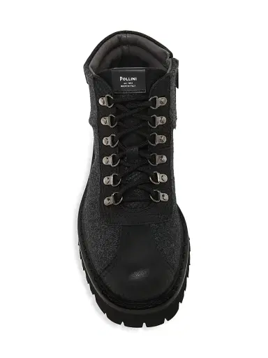 Pollini Men's Leather-Trimmed Wool-Blend Ankle Boots - Grey Black - Size 8 | Thumbnail 5 Pollini Men's Leather-Trimmed Wool-Blend Ankle Boots - Grey Black - Size 8 | Thumbnail 5