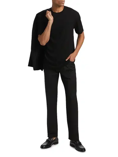 Giorgio Armani Men's Textured Solid T-Shirt - Black - Size 48 | Thumbnail 2 Giorgio Armani Men's Textured Solid T-Shirt - Black - Size 48 | Thumbnail 2