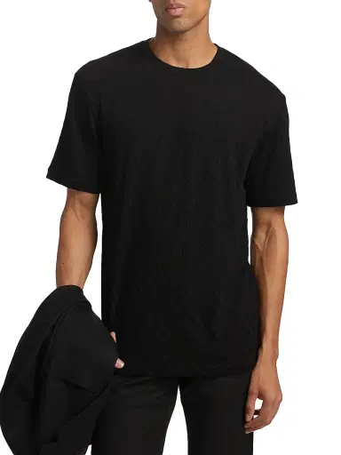 Giorgio Armani Men's Textured Solid T-Shirt - Black - Size 48 | Thumbnail 3 Giorgio Armani Men's Textured Solid T-Shirt - Black - Size 48 | Thumbnail 3