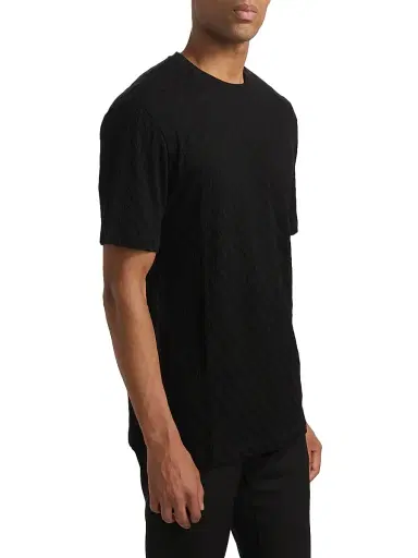 Giorgio Armani Men's Textured Solid T-Shirt - Black - Size 48 | Thumbnail 4 Giorgio Armani Men's Textured Solid T-Shirt - Black - Size 48 | Thumbnail 4