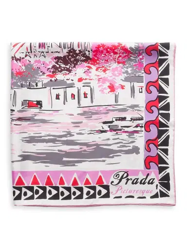 Prada Women's Pittoresque Paris Printed Silk Foulard 90CM Square Scarf | Thumbnail 2 Prada Women's Pittoresque Paris Printed Silk Foulard 90CM Square Scarf | Thumbnail 2