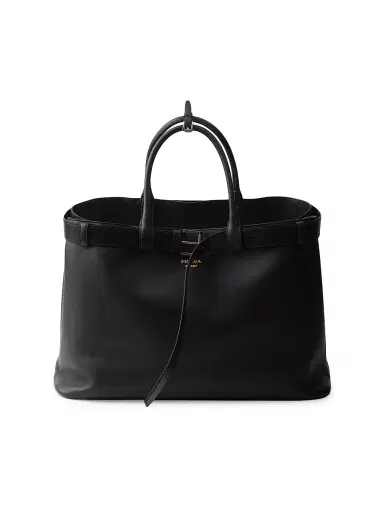 Prada Men's Buckle Leather Bag with Belt - Black | Thumbnail 1 Prada Men's Buckle Leather Bag with Belt - Black | Thumbnail 1