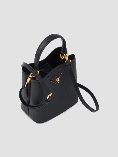 Prada Women's Small Saffiano Leather Panier Top Handle Bag - Black Black | Thumbnail 3 Prada Women's Small Saffiano Leather Panier Top Handle Bag - Black Black | Thumbnail 3
