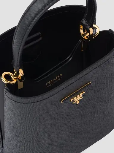 Prada Women's Small Saffiano Leather Panier Top Handle Bag - Black Black | Thumbnail 5 Prada Women's Small Saffiano Leather Panier Top Handle Bag - Black Black | Thumbnail 5
