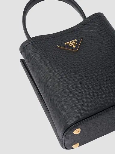 Prada Women's Small Saffiano Leather Panier Top Handle Bag - Black Black | Thumbnail 7 Prada Women's Small Saffiano Leather Panier Top Handle Bag - Black Black | Thumbnail 7