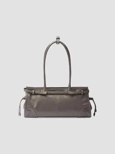 Prada Women's Bonnie Medium Leather Top Handle Bag - Grey | Thumbnail 3 Prada Women's Bonnie Medium Leather Top Handle Bag - Grey | Thumbnail 3