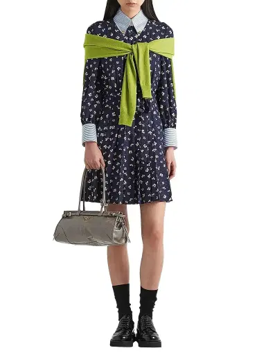 Prada Women's Bonnie Medium Leather Top Handle Bag - Grey | Thumbnail 1 Prada Women's Bonnie Medium Leather Top Handle Bag - Grey | Thumbnail 1
