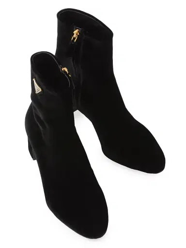 Prada Women's Velvet Ankle Boots - Black | Thumbnail 3 Prada Women's Velvet Ankle Boots - Black | Thumbnail 3