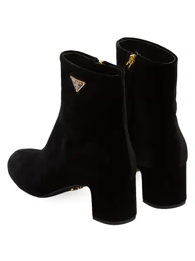 Prada Women's Velvet Ankle Boots - Black | Thumbnail 4 Prada Women's Velvet Ankle Boots - Black | Thumbnail 4
