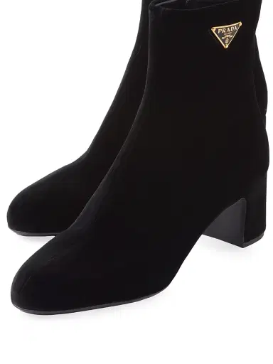 Prada Women's Velvet Ankle Boots - Black | Thumbnail 5 Prada Women's Velvet Ankle Boots - Black | Thumbnail 5