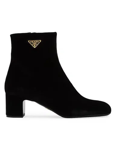 Prada Women's Velvet Ankle Boots - Black | Thumbnail 1 Prada Women's Velvet Ankle Boots - Black | Thumbnail 1