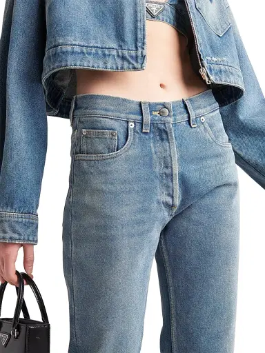 Prada Women's Denim Five-Pocket Jeans - Blue | Thumbnail 4 Prada Women's Denim Five-Pocket Jeans - Blue | Thumbnail 4