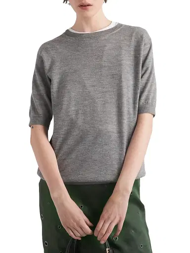 Prada Women's Cashmere Crew-Neck Sweater - Grey | Thumbnail 3 Prada Women's Cashmere Crew-Neck Sweater - Grey | Thumbnail 3