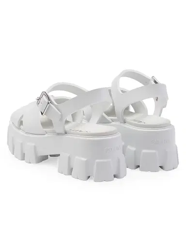 Prada Women's Monolith Rubber Sandals - White | Thumbnail 3 Prada Women's Monolith Rubber Sandals - White | Thumbnail 3