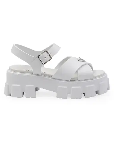 Prada Women's Monolith Rubber Sandals - White | Thumbnail 1 Prada Women's Monolith Rubber Sandals - White | Thumbnail 1