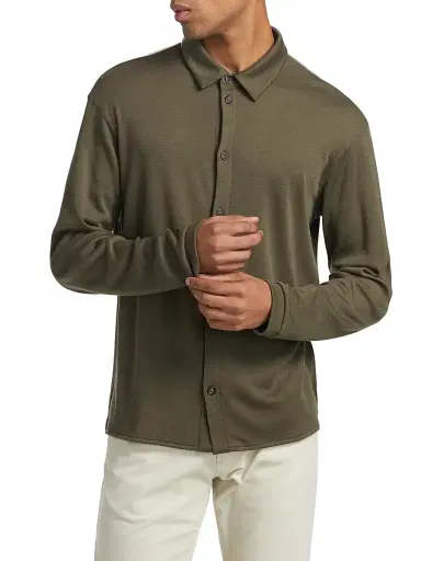 Giorgio Armani Men's Button-Front Cashmere Shirt - Green - Size 42 | Thumbnail 3 Giorgio Armani Men's Button-Front Cashmere Shirt - Green - Size 42 | Thumbnail 3
