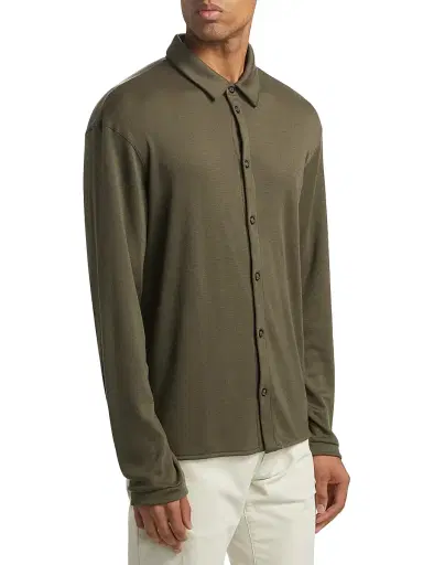 Giorgio Armani Men's Button-Front Cashmere Shirt - Green - Size 42 | Thumbnail 4 Giorgio Armani Men's Button-Front Cashmere Shirt - Green - Size 42 | Thumbnail 4