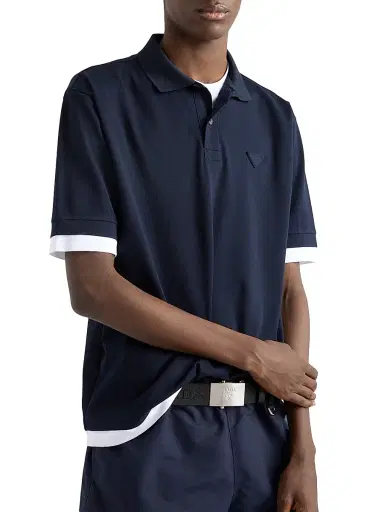 Prada Men's Cotton Polo Shirt - Blue - Size XL | Thumbnail 4 Prada Men's Cotton Polo Shirt - Blue - Size XL | Thumbnail 4