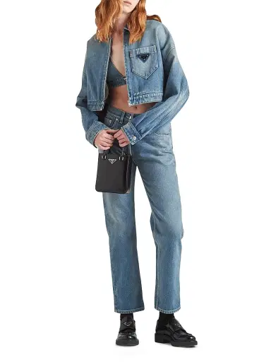 Prada Women's Cropped Denim Jacket - Blue | Thumbnail 2 Prada Women's Cropped Denim Jacket - Blue | Thumbnail 2