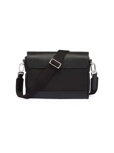Prada Men's Re-Nylon and Saffiano Shoulder Bag - Black | Thumbnail 4 Prada Men's Re-Nylon and Saffiano Shoulder Bag - Black | Thumbnail 4