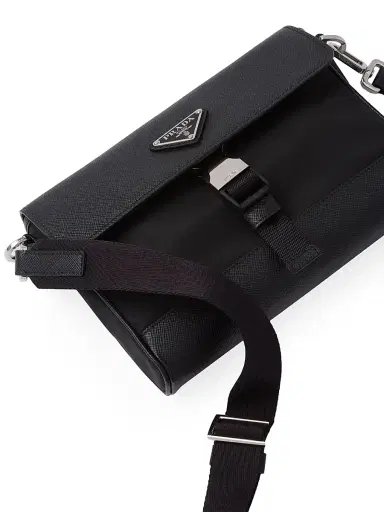 Prada Men's Re-Nylon and Saffiano Shoulder Bag - Black | Thumbnail 7 Prada Men's Re-Nylon and Saffiano Shoulder Bag - Black | Thumbnail 7