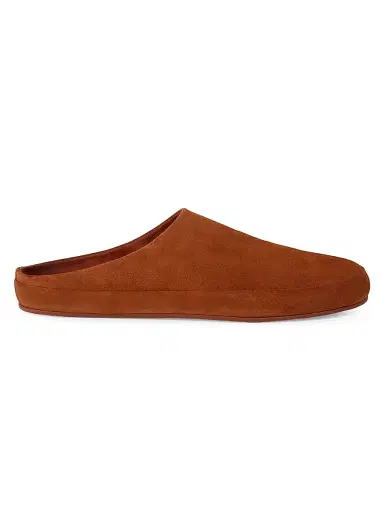 Loro Piana Men's Tomori Walk Suede Sabots - Calf Brown | Thumbnail 1 Loro Piana Men's Tomori Walk Suede Sabots - Calf Brown | Thumbnail 1