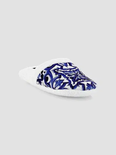 Dolce & Gabbana Women's Tile-Print Terry Slippers - Medium Blue - Size 5 | Thumbnail 2 Dolce & Gabbana Women's Tile-Print Terry Slippers - Medium Blue - Size 5 | Thumbnail 2
