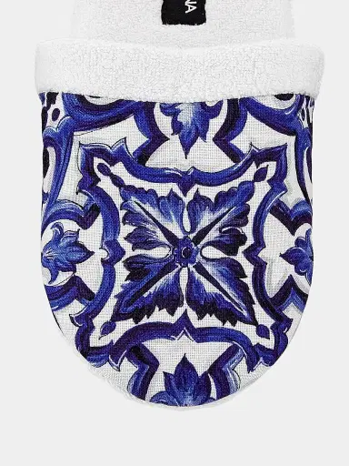 Dolce & Gabbana Women's Tile-Print Terry Slippers - Medium Blue - Size 5 | Thumbnail 4 Dolce & Gabbana Women's Tile-Print Terry Slippers - Medium Blue - Size 5 | Thumbnail 4