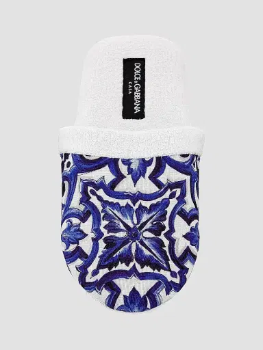 Dolce & Gabbana Women's Tile-Print Terry Slippers - Medium Blue - Size 5 | Thumbnail 5 Dolce & Gabbana Women's Tile-Print Terry Slippers - Medium Blue - Size 5 | Thumbnail 5