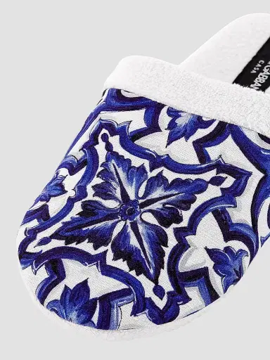 Dolce & Gabbana Women's Tile-Print Terry Slippers - Medium Blue - Size 5 | Thumbnail 6 Dolce & Gabbana Women's Tile-Print Terry Slippers - Medium Blue - Size 5 | Thumbnail 6