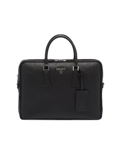 Prada Men's Saffiano Leather Briefcase - Black 0 | Thumbnail 1 Prada Men's Saffiano Leather Briefcase - Black 0 | Thumbnail 1