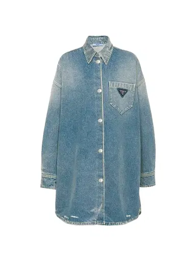 Prada Women's Oversized Denim Shirt - Blue - Size 8 | Thumbnail 1 Prada Women's Oversized Denim Shirt - Blue - Size 8 | Thumbnail 1