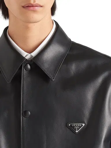 Prada Men's Nappa Leather Shirt - Black | Thumbnail 3 Prada Men's Nappa Leather Shirt - Black | Thumbnail 3