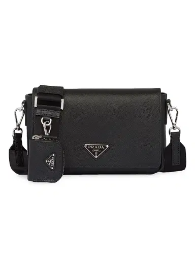 Prada Men's Saffiano Leather Shoulder Bag - Black | Thumbnail 1 Prada Men's Saffiano Leather Shoulder Bag - Black | Thumbnail 1