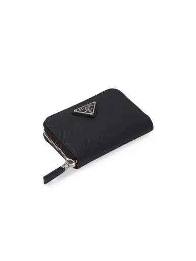 Prada Men's Saffiano Coin Purse - Black | Thumbnail 1 Prada Men's Saffiano Coin Purse - Black | Thumbnail 1
