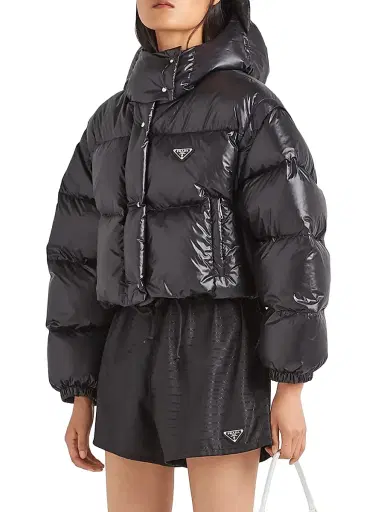 Prada Women's Re-Nylon Convertible Cropped Down Jacket - Black - Size 0 | Thumbnail 2 Prada Women's Re-Nylon Convertible Cropped Down Jacket - Black - Size 0 | Thumbnail 2