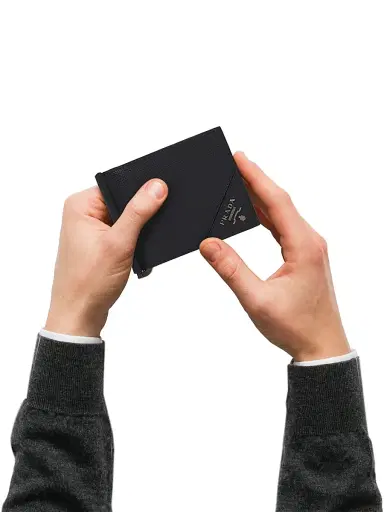 Prada Men's Saffiano Leather Wallet - Black | Thumbnail 4 Prada Men's Saffiano Leather Wallet - Black | Thumbnail 4